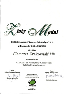 Złoty Medal dla Clematisu 